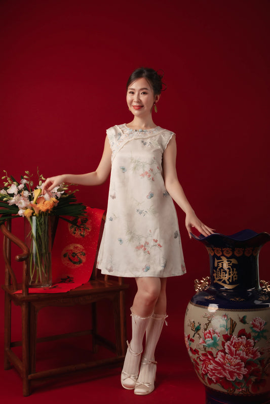 Iris Blossom Jacquard Cheongsam Dress