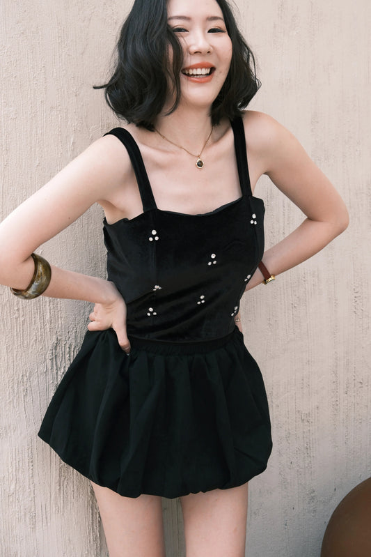 Black Puff Mini Skirt