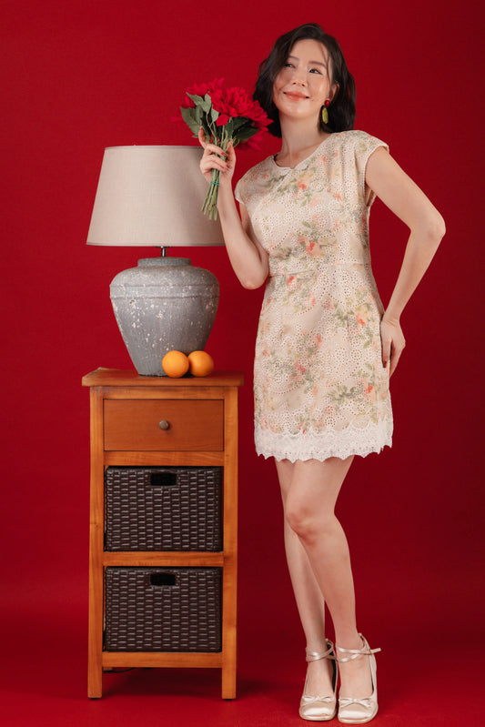 Adeline Embroidered Lace Cheongsam Dress