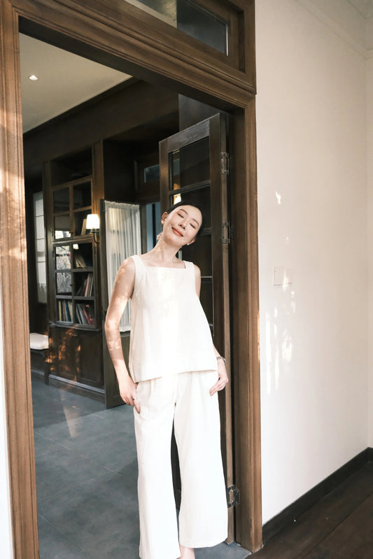 Serene Tie-Back Linen Tank & Relaxed Linen Wide-Leg Pants