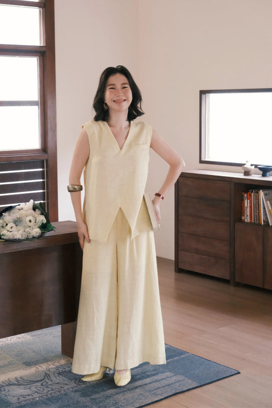 Lunelle Linen Layered Set in Yellow