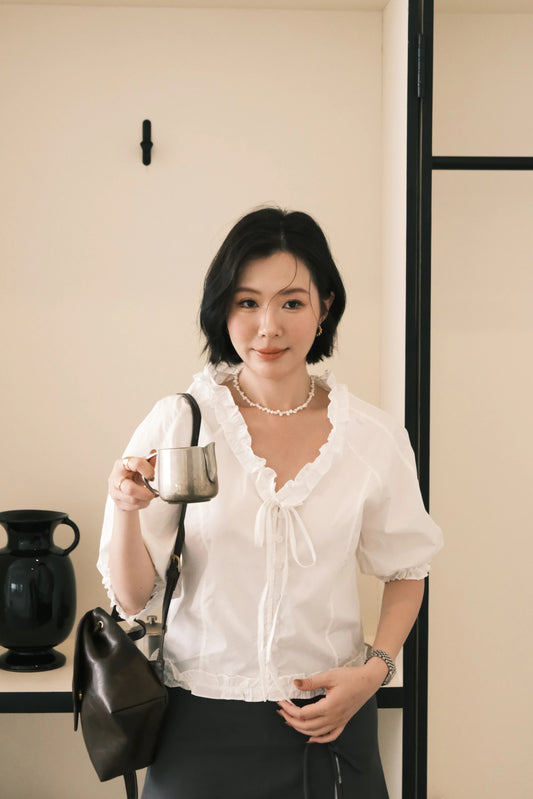 Élise Ruffle-Trim Puff-Sleeve Blouse