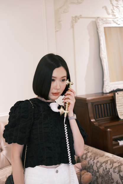 Delphine Bow-Back Top in Black