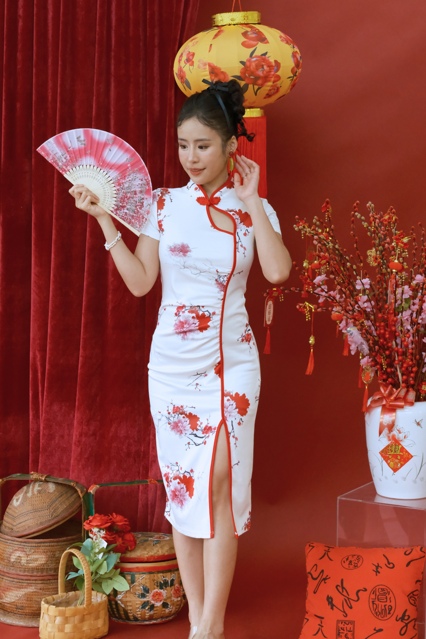Roselle Blossom Contour Cheongsam Dress (In-Stock)