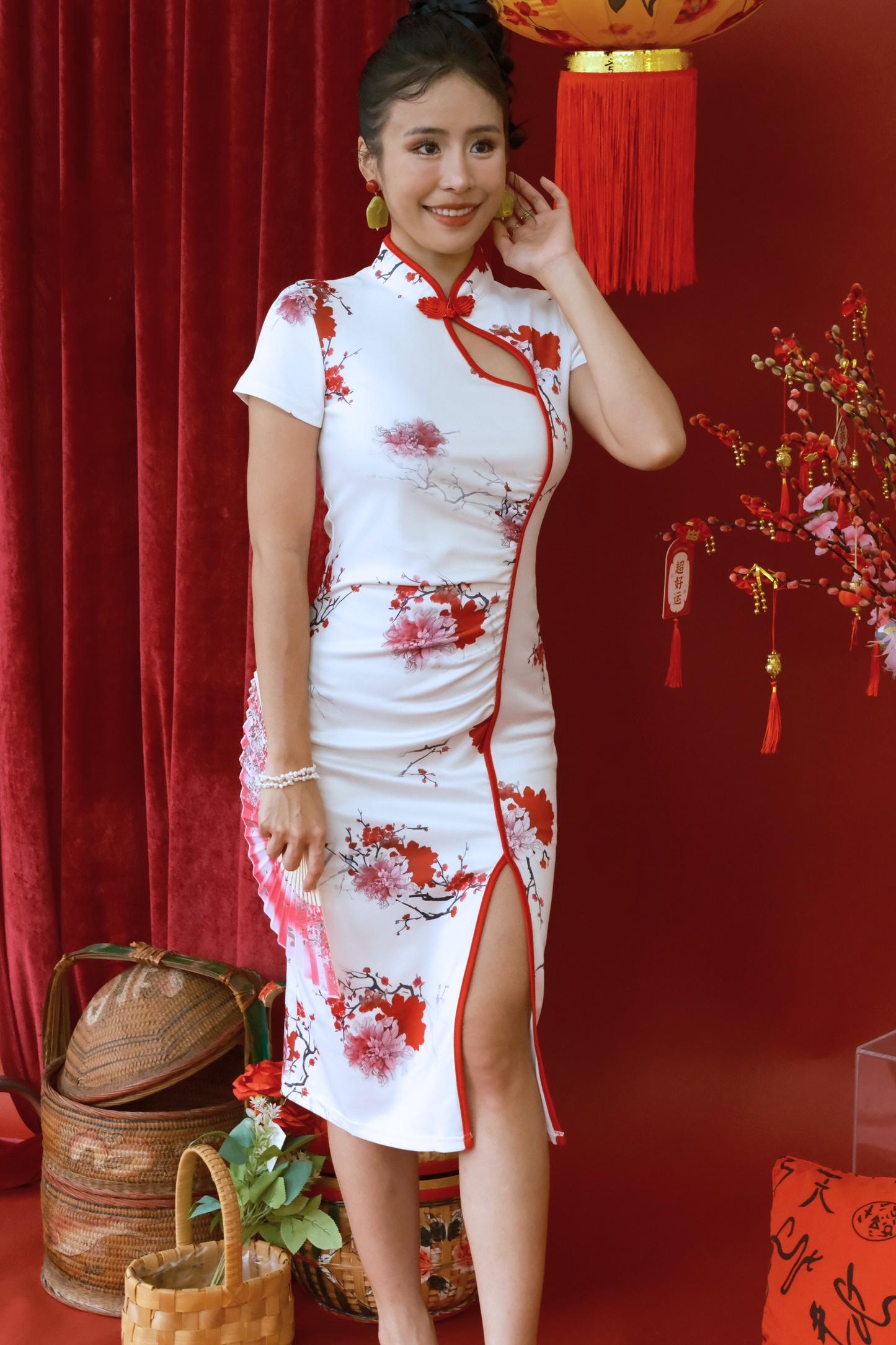 Roselle Blossom Contour Cheongsam Dress (In-Stock)