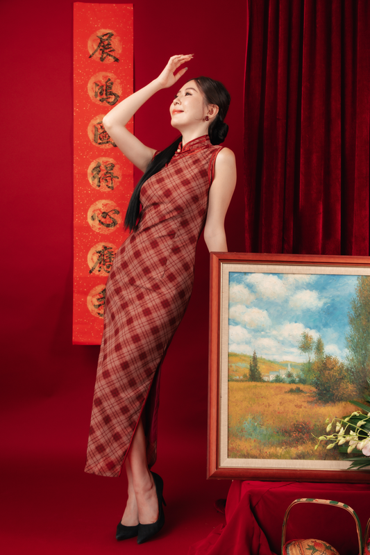 Celina Plaid Cheongsam Dress (In-Stock)
