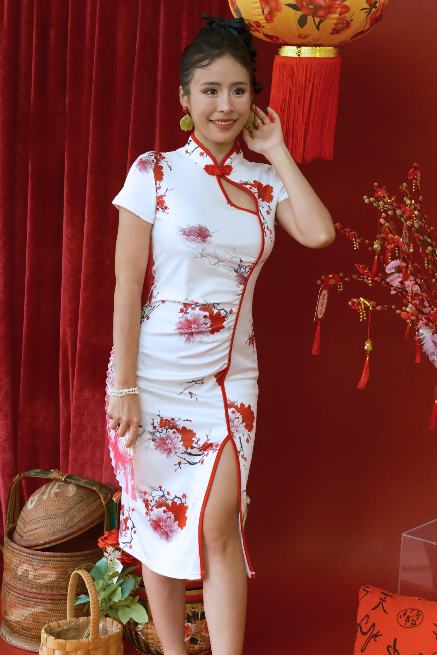 Roselle Blossom Contour Cheongsam Dress (In-Stock)