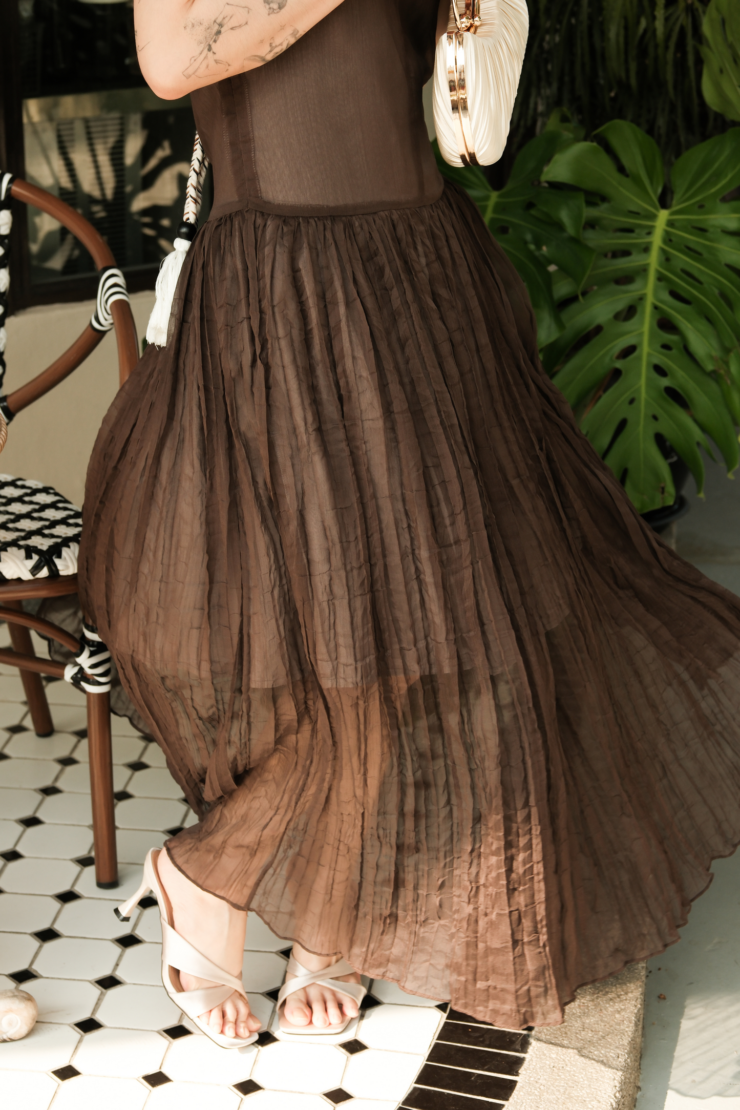 Amélie Mocha Halter Dress