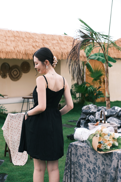 Léa Ruched Cami Dress in Black