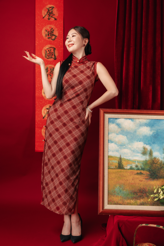 Celina Plaid Cheongsam Dress (In-Stock)