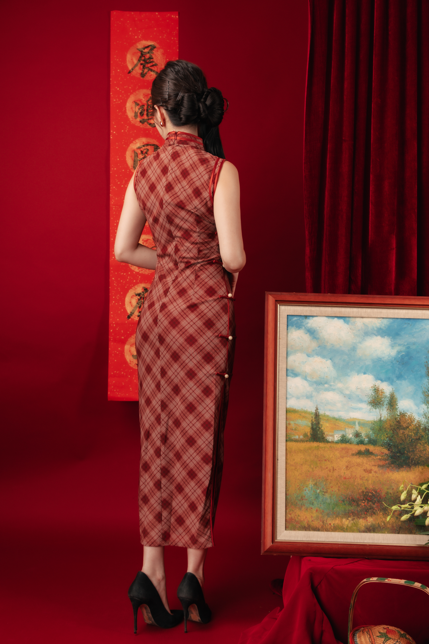 Celina Plaid Cheongsam Dress (In-Stock)