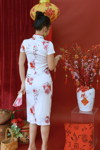 Roselle Blossom Contour Cheongsam Dress (In-Stock)