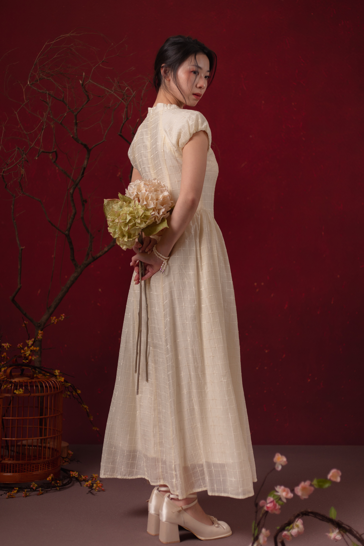 Élodie Grace Cheongsam Dress in Champagne