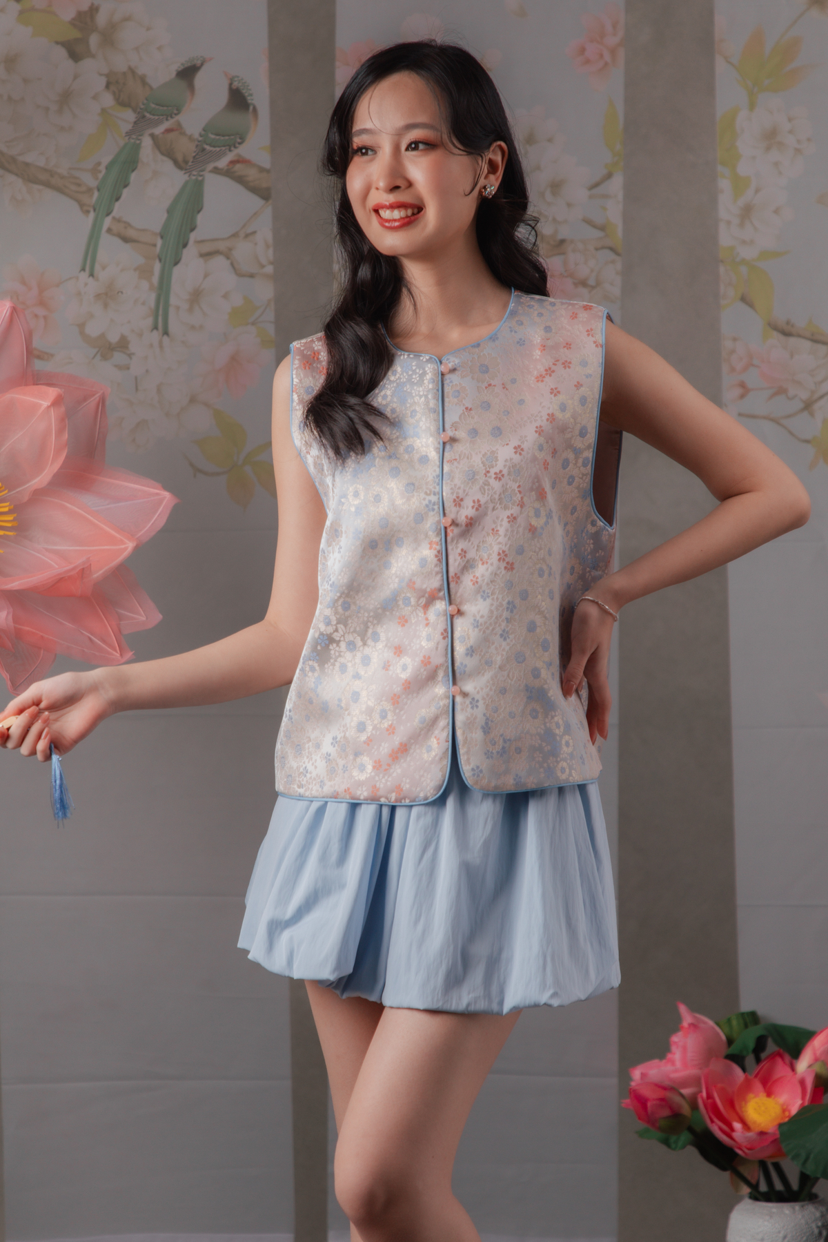 Cloudy Puff Bubble Shorts in Blue