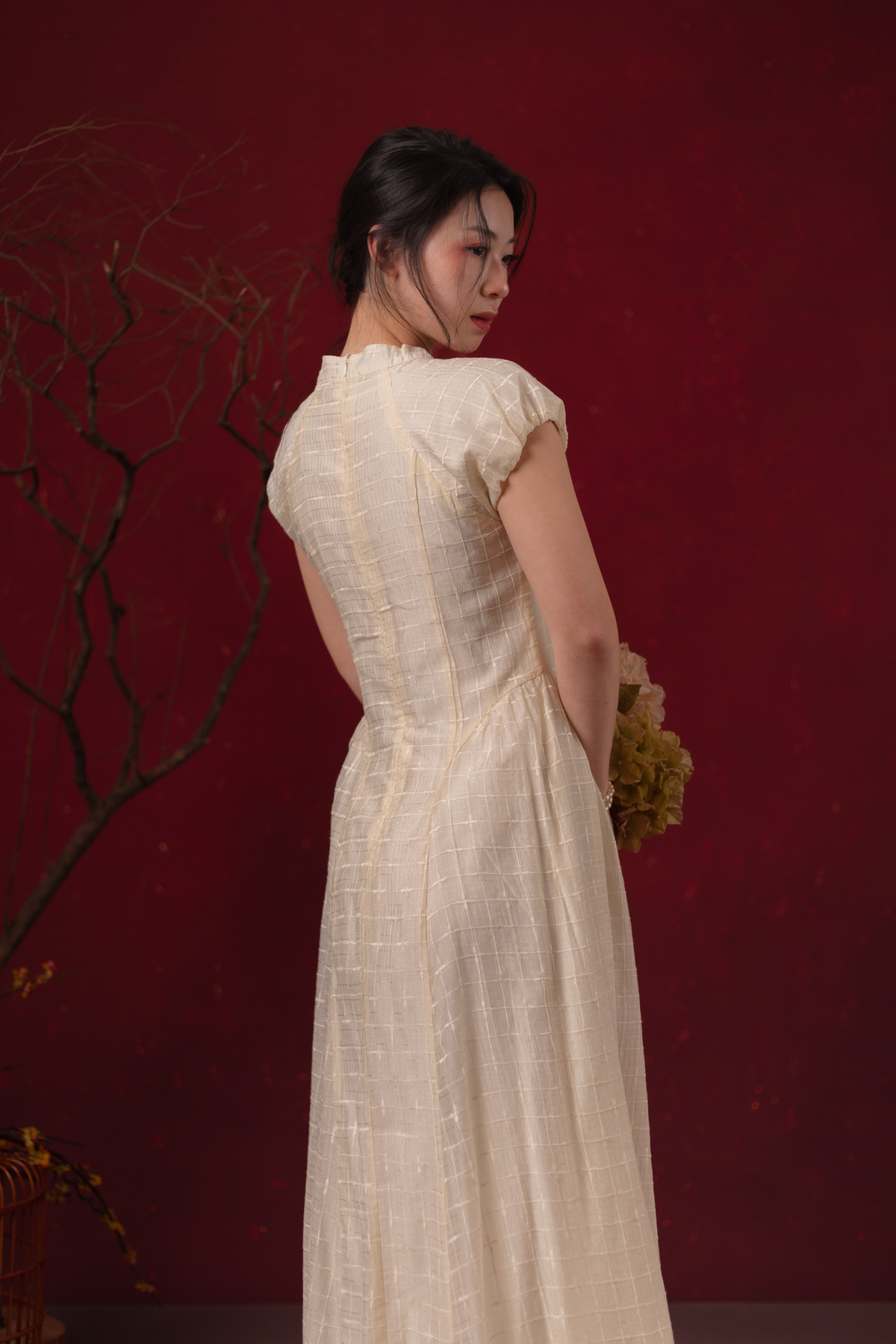 Élodie Grace Cheongsam Dress in Champagne