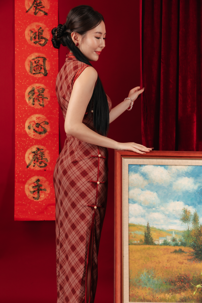 Celina Plaid Cheongsam Dress (In-Stock)