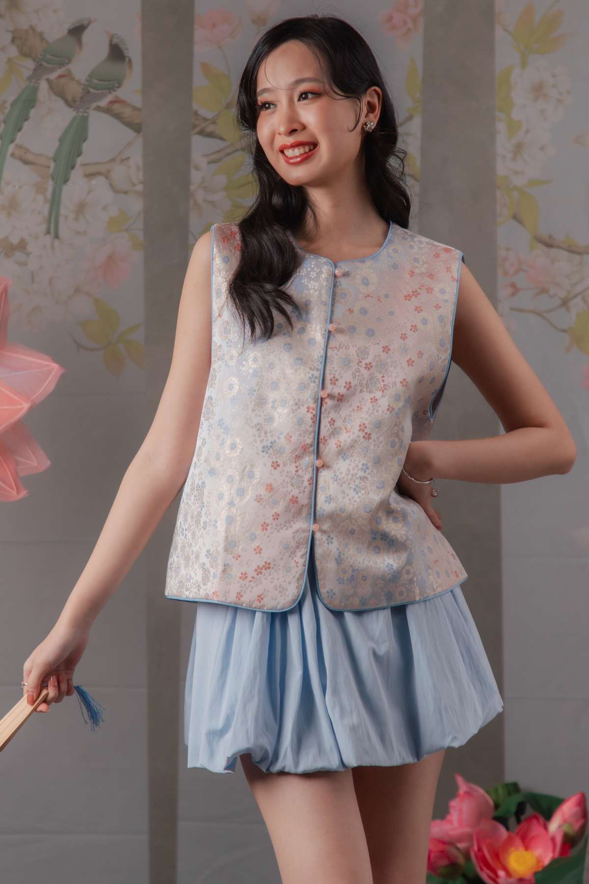 Cloudy Puff Bubble Shorts in Blue