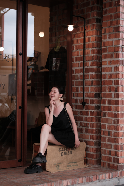 Lena Twisted V-Neck Cami in Black