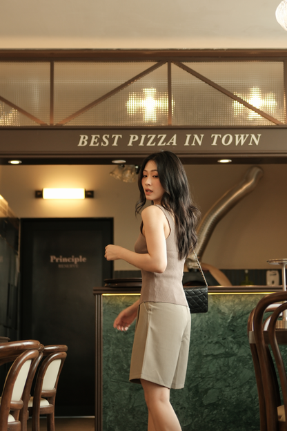 Élise Knit Button Tank in Khaki