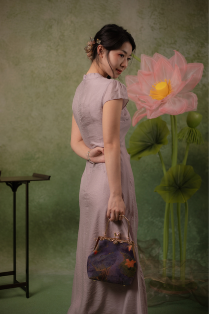 Serene Bloom Cheongsam Dress in Dusty Mauve