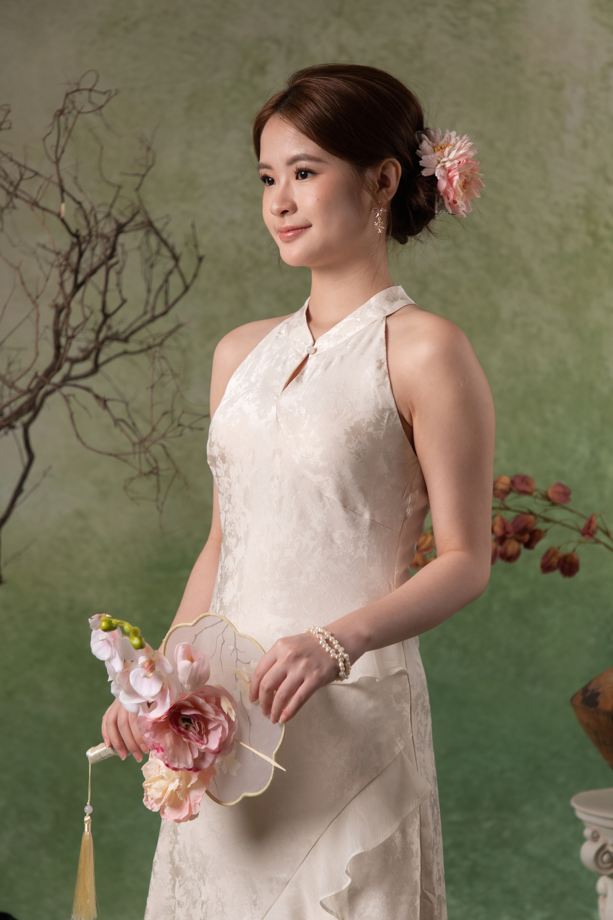 Liana Ruffle Dress in Champagne
