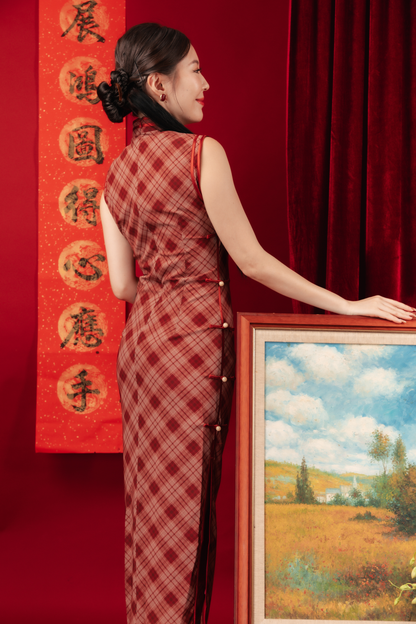 Celina Plaid Cheongsam Dress (In-Stock)