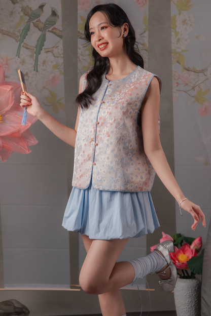 Aurelie Summer Cheongsam Vest in Blue