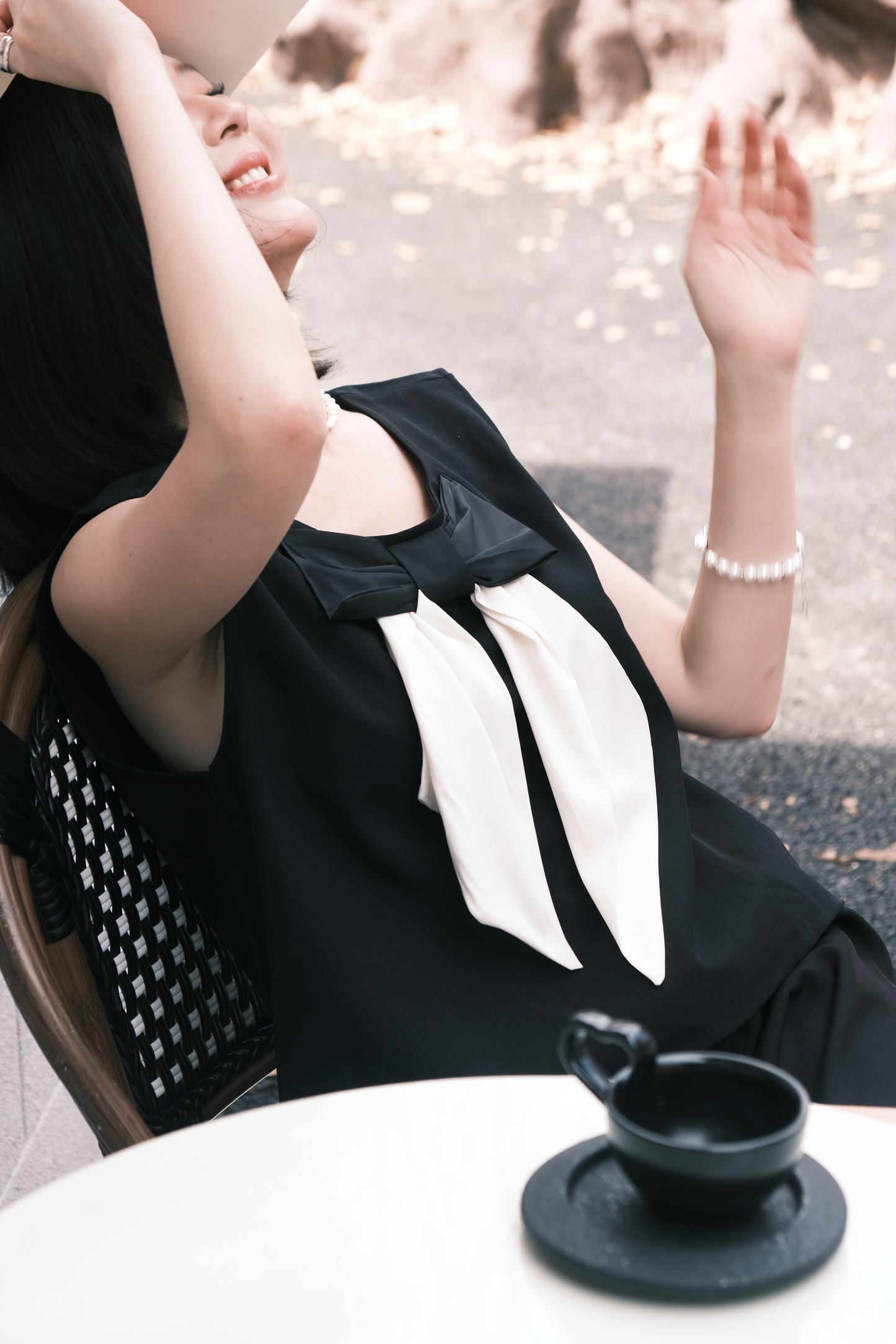 Monroe Satin Bow-Tie Top & Tailored Shorts Set