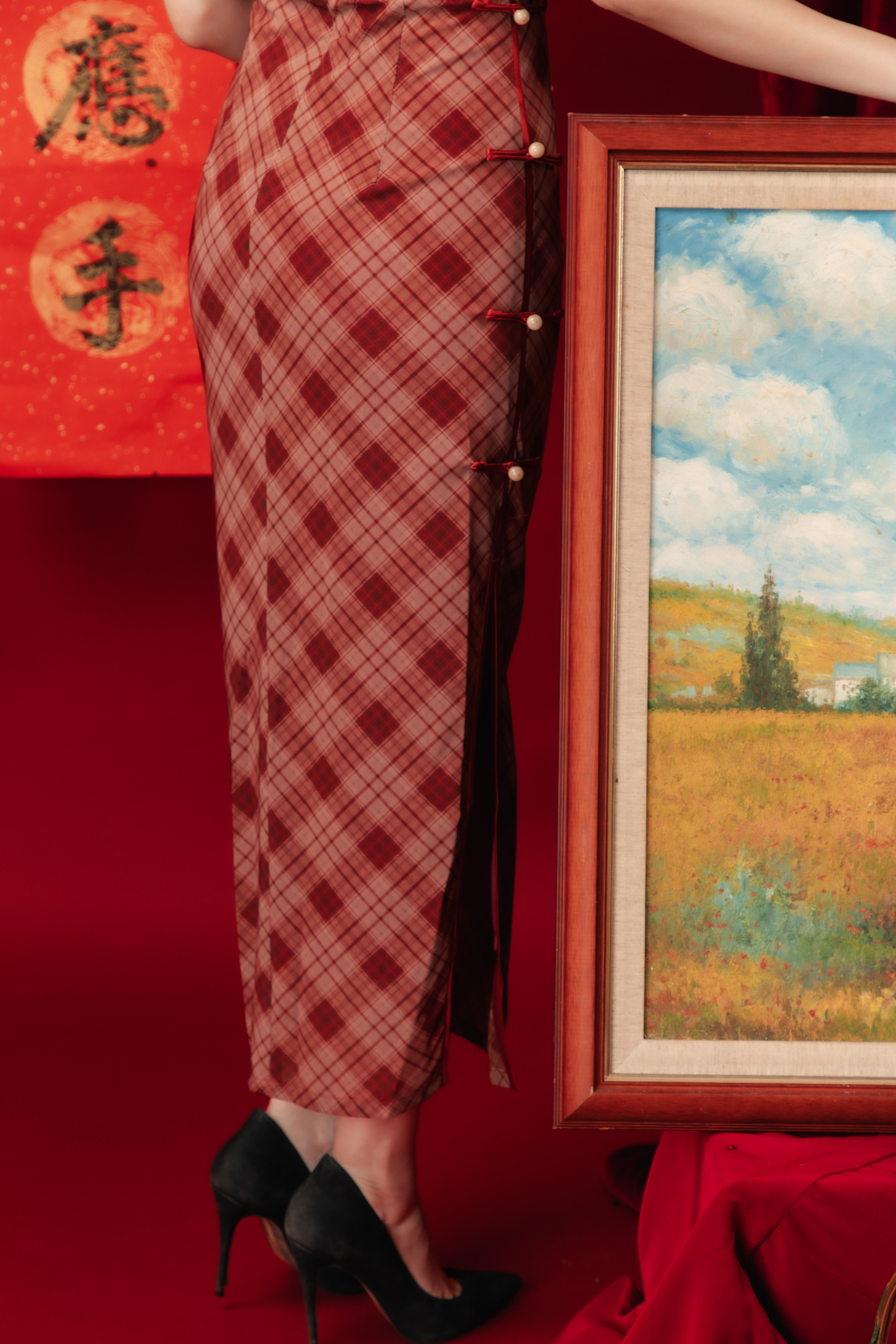 Celina Plaid Cheongsam Dress (In-Stock)