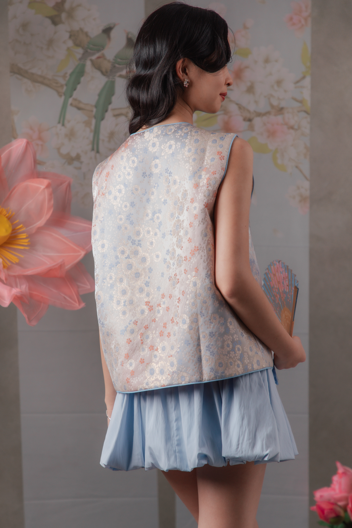 Aurelie Summer Cheongsam Vest in Blue
