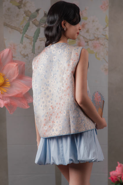 Aurelie Summer Cheongsam Vest in Blue