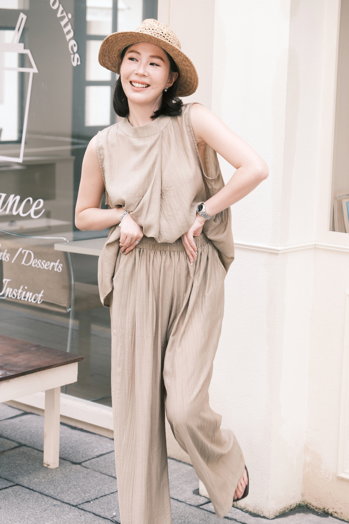 Noéline Relaxed Co-Ord Set in Khaki