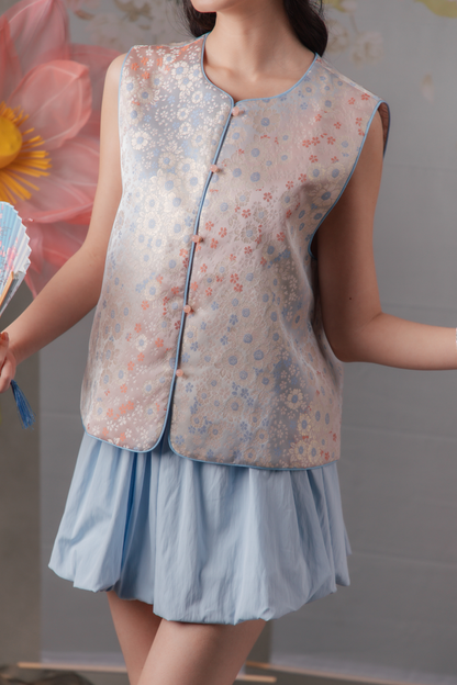Aurelie Summer Cheongsam Vest in Blue