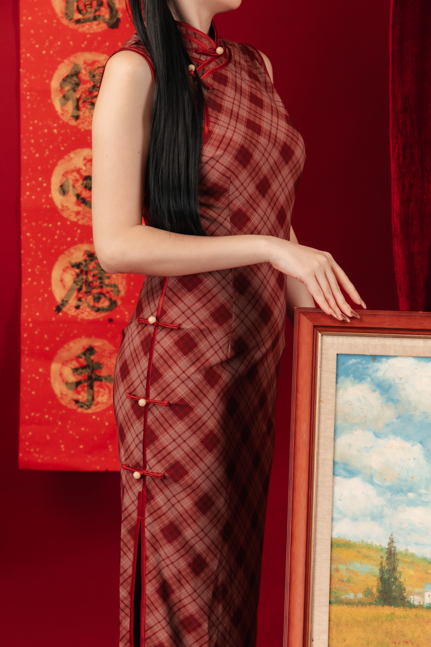Celina Plaid Cheongsam Dress (In-Stock)