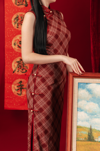 Celina Plaid Cheongsam Dress (In-Stock)