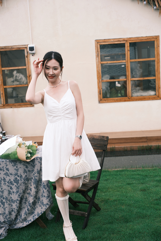 Léa Ruched Cami Dress in White