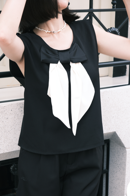 Monroe Satin Bow-Tie Top & Tailored Shorts Set