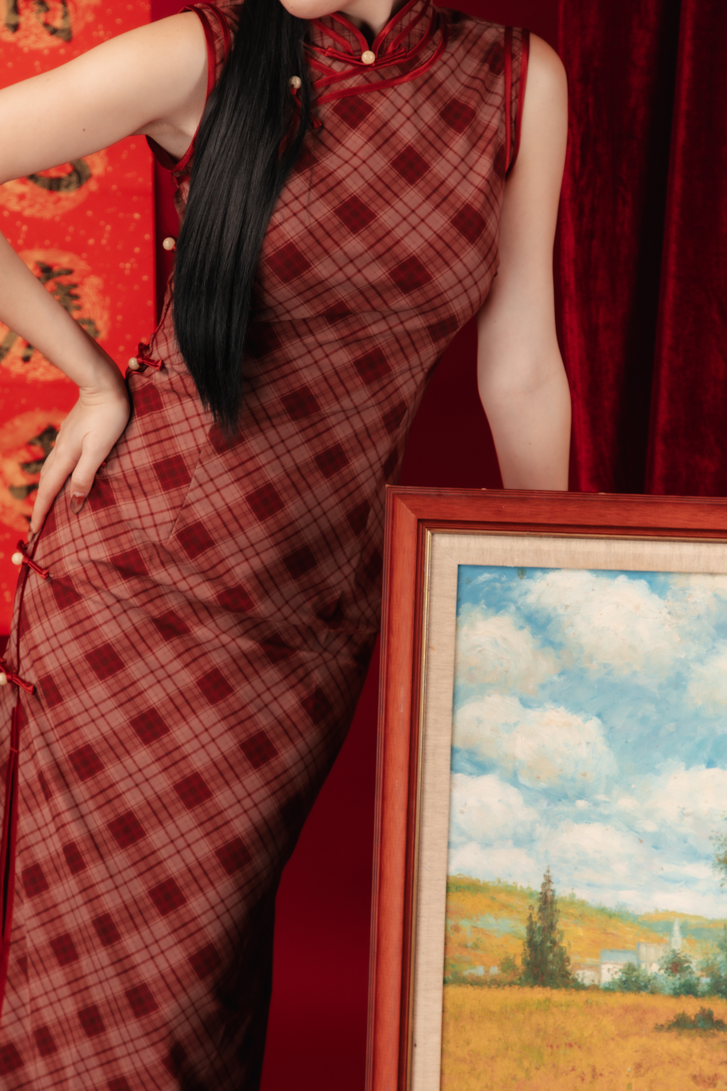 Celina Plaid Cheongsam Dress (In-Stock)