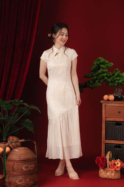 Maeva Layered Fringe Cheongsam Dress (In-Stock)
