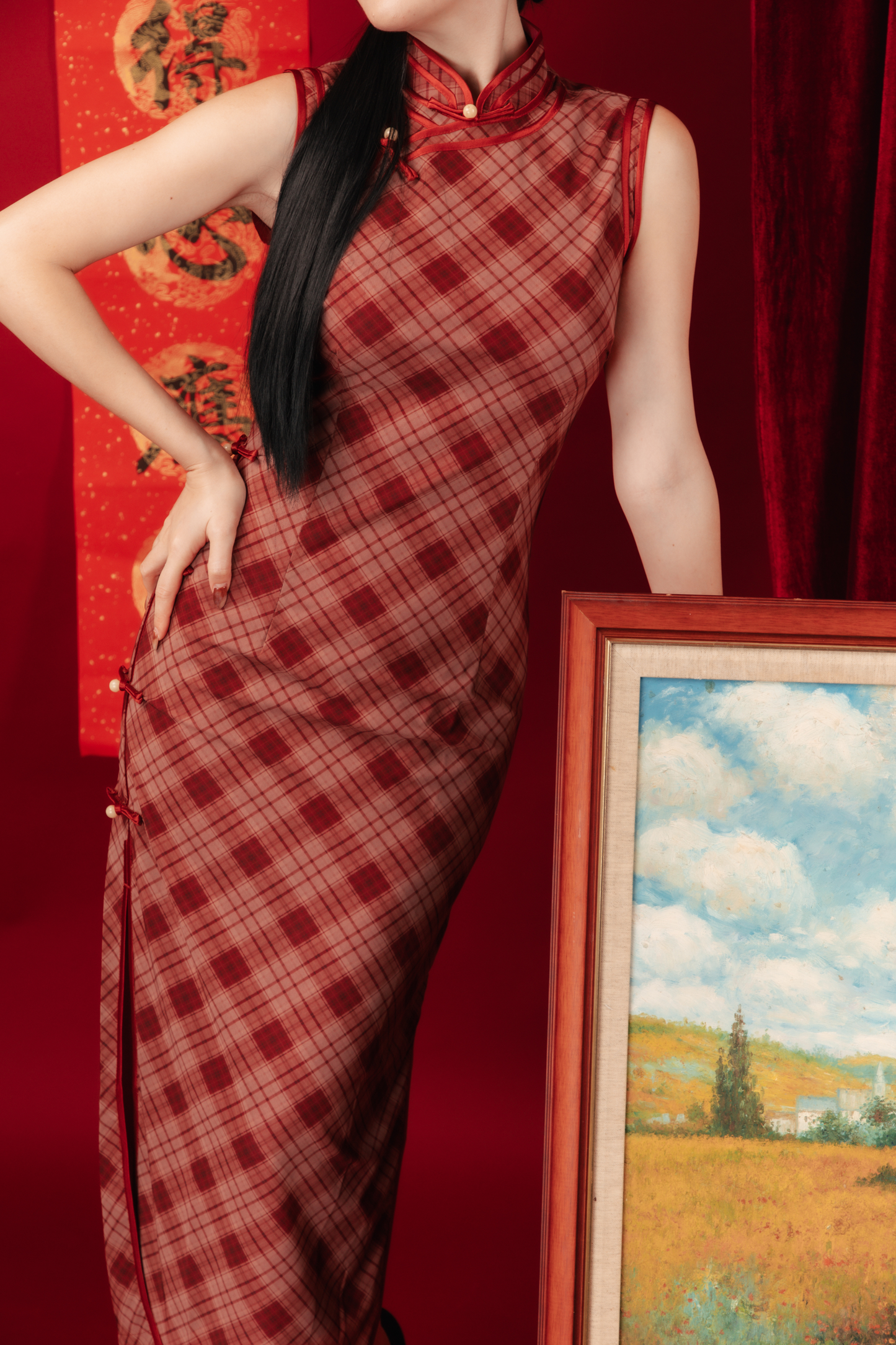 Celina Plaid Cheongsam Dress (In-Stock)