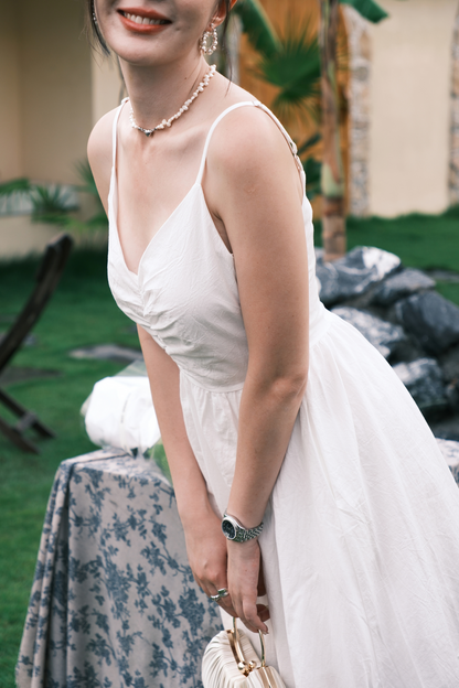 Léa Ruched Cami Dress in White