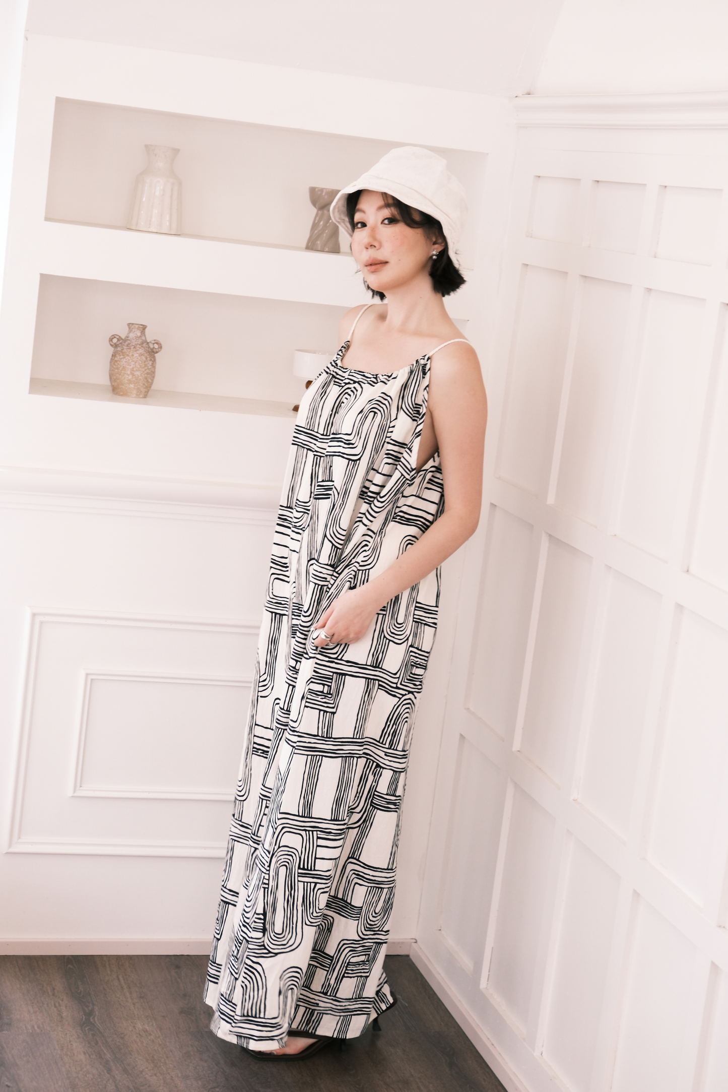 Monet Abstract Maxi Dress in Ivory