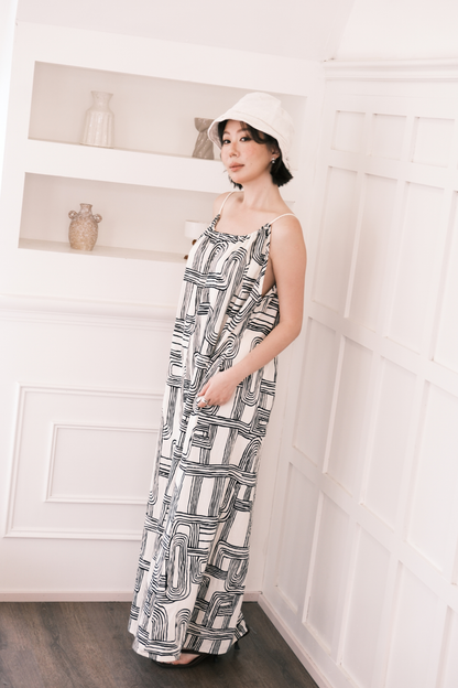 Monet Abstract Maxi Dress in Ivory