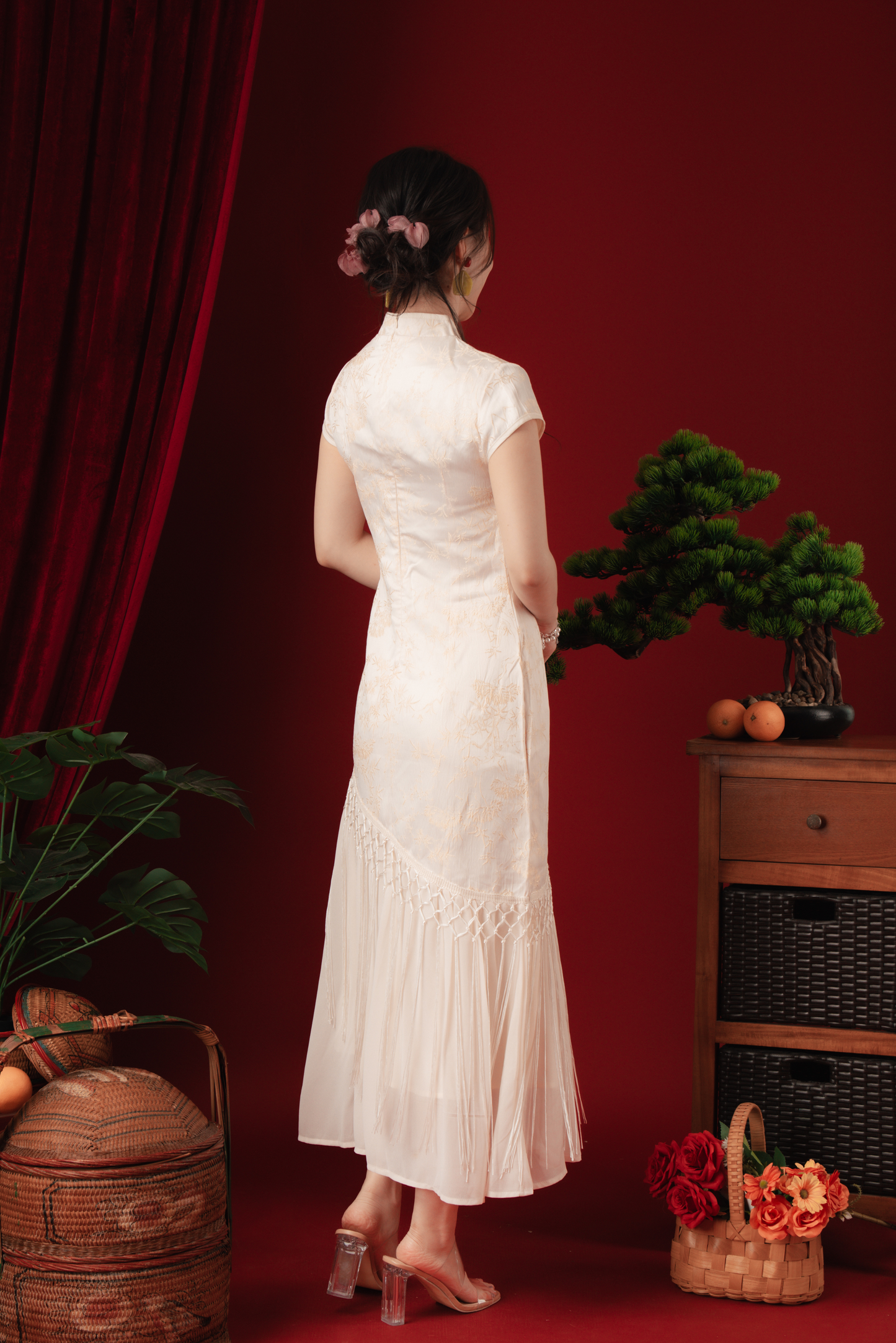 Maeva Layered Fringe Cheongsam Dress (In-Stock)