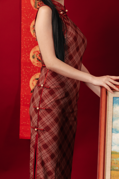 Celina Plaid Cheongsam Dress (In-Stock)