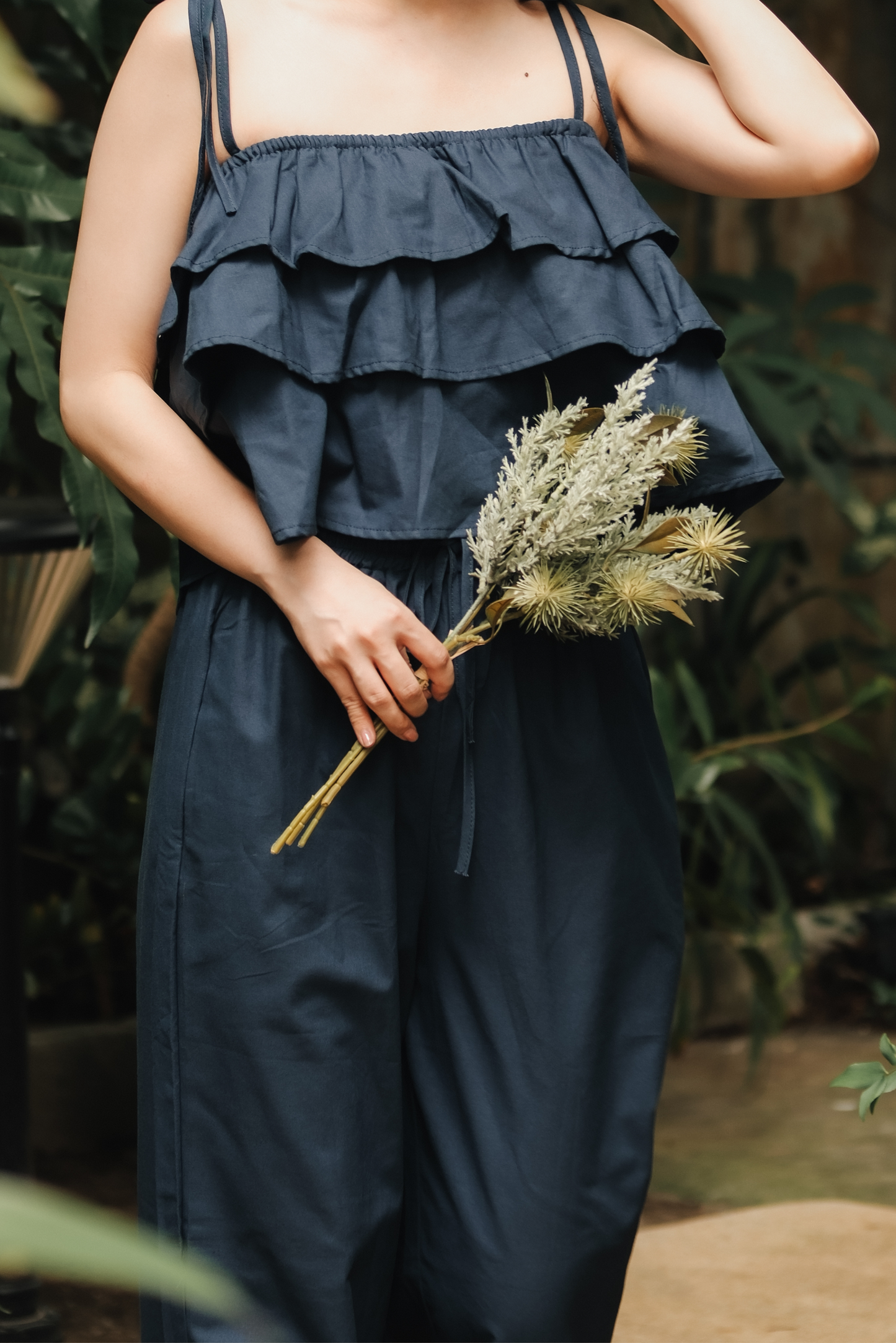 Lina Layered Ruffle Cami & Wide-Leg Pants in Blue
