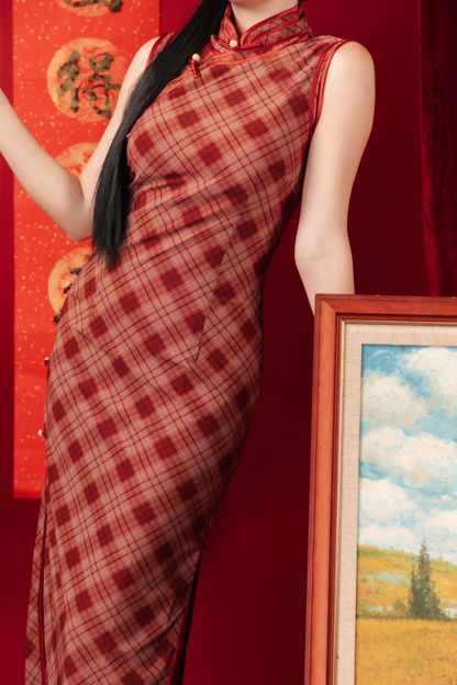Celina Plaid Cheongsam Dress (In-Stock)