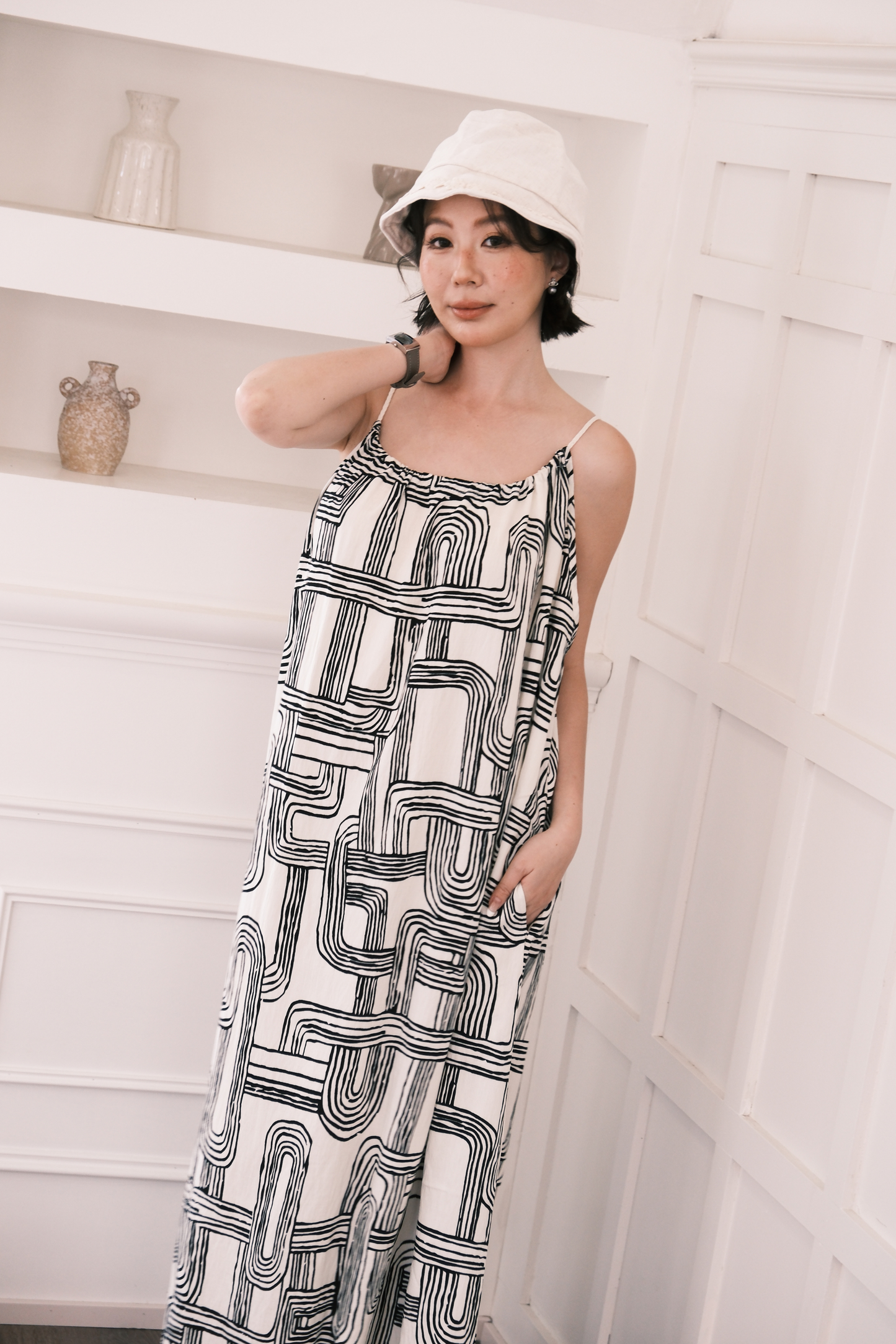 Monet Abstract Maxi Dress in Ivory