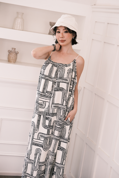 Monet Abstract Maxi Dress in Ivory