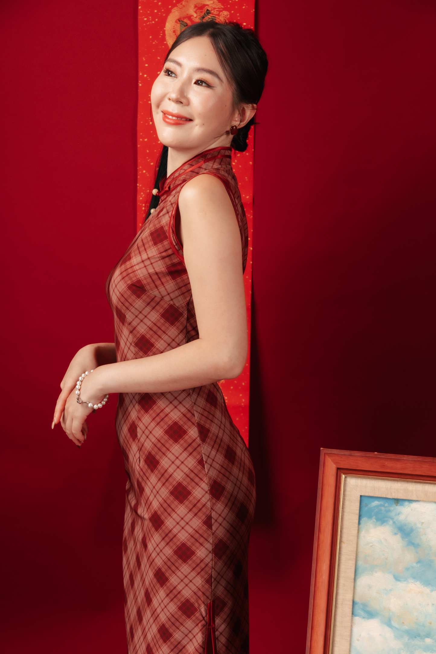 Celina Plaid Cheongsam Dress (In-Stock)